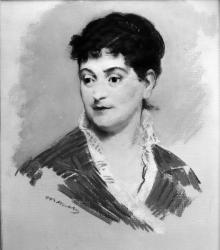 Portrait of Madame Emile Zola, 1874 (pastel on canvas) (b/w photo) | Obraz na stenu