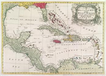 New and accurate map of the West Indies (colour litho) | Obraz na stenu
