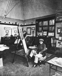 Cecil Aldin in his studio (b/w photo) | Obraz na stenu