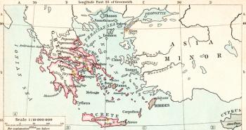 Map of Mycenean Greece and the Orient c.1450 B.C. From Historical Atlas, published 1923. | Obraz na stenu