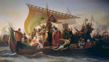 The Crossing of the Bosphorus by Godfrey of Bouillon (c.1060-1100) and his Brother, Baldwin, in 1097, 1854 (oil on canvas) | Obraz na stenu