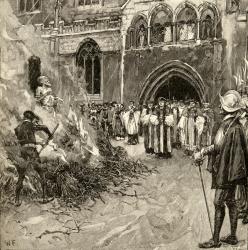 Martyrdom of John Hooper (c.1495-1555) at Gloucester (engraving) | Obraz na stenu