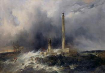 View of the Lighthouse at Gatteville (oil on canvas) | Obraz na stenu