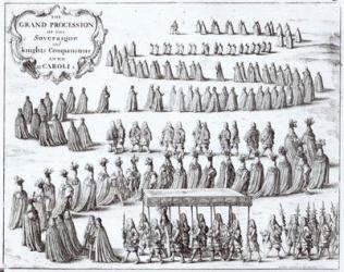 Grand Procession of the Sovereign and the Knights of the Garter at Windsor, 1672 (engraving) | Obraz na stenu
