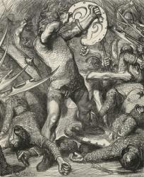 Hereward cutting his way through the Norman host (engraving) | Obraz na stenu