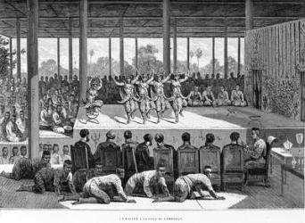 A Dance Performance in Cambodia, illustration from 'Voyage d'exploration en Indochine' by Francis Garnier, published in 1873 (engraving) | Obraz na stenu