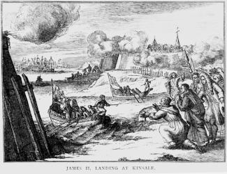 James II (1633-1701) Landing at Kinsale, 12 March 1689 (engraving) (b&w photo) | Obraz na stenu