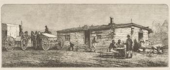 Old Post Station on the Prairie, near Denver, c.1870, from 'American Pictures', published by The Religious Tract Society, 1876 (engraving) | Obraz na stenu