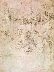 Composition sketch for The Adoration of the Magi, 1481 (pen and ink on paper) | Obraz na stenu