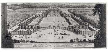 General Perspective View of the Chateau and Gardens of Richelieu (engraving) (b/w photo) | Obraz na stenu