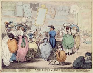 A Milliner's Shop, published in 1787 (hand coloured etching) | Obraz na stenu