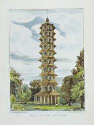 Pagoda, Kew Gardens, plate 9 from 'Kew Gardens: A Series of Twenty-Four Drawings on Stone', engraved by Charles Hullmandel (1789-1850) published 1820 (hand-coloured litho) | Obraz na stenu