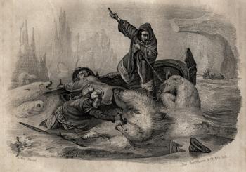 Hunting Polar Bears in the 18th century (engraving) | Obraz na stenu