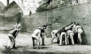 Football at the Wall at Eton (engraving) (b/w photo) | Obraz na stenu