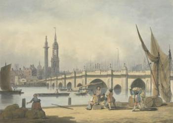London Bridge and the Monument, c.1795 (graphite, w/c and ink on paper) | Obraz na stenu