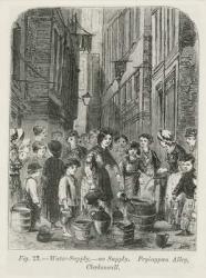The Water supply in Fryingpan Alley, Clerkenwell, 1864 (engraving) (b/w photo) | Obraz na stenu