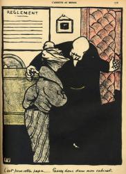 A worthy man ushers a young woman into his office, from 'Crimes and Punishments', special edition of 'L'Assiette au Beurre', 1st March 1902 (colour litho) | Obraz na stenu
