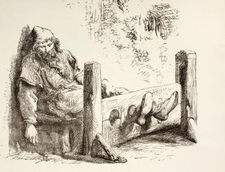 A Man in Stocks, 1890 (litho) | Obraz na stenu