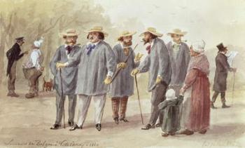 Balzac and Friends at the Ville d'Avray in 1840, c.1880 (w/c on paper) | Obraz na stenu