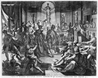Celebration Scene, 1588 (engraving) (b/w photo) | Obraz na stenu