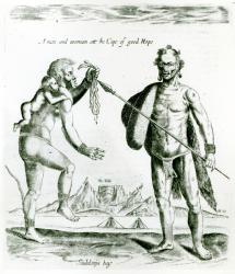 A man and woman of the Cape of Good Hope (engraving) (b/w photo) | Obraz na stenu