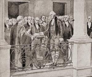 The first inauguration of George Washington, April 30, 1789, from 'The History of Our Country', published 1905 (litho) | Obraz na stenu