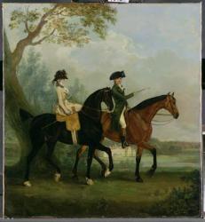 The Hon. Marcia Pitt Riding with her Brother, the Hon. George Pitt (later 2nd Lord Rivers) in the Park of Stratfield Saye House, 1782 (oil on canvas) | Obraz na stenu