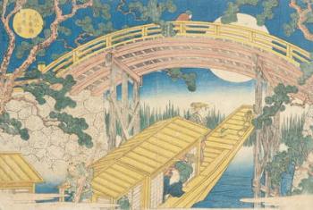 Fan Bridge by Moonlight, from 'Views of Mount Tempo', 1834 (woodblock print) (see also 17723) | Obraz na stenu