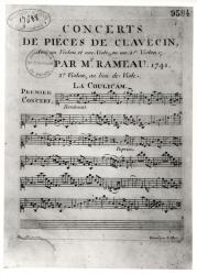 Score sheet for 'Concerts de Pieces de Clavecin' by Jean-Philippe Rameau (1683-1764) 1741 (engraving) (b/w photo) | Obraz na stenu