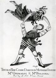 Trick in the Comic Dance in Mother Goose - Mr Grimaldi & Mr Bologna, print made by O'Keeffe, c.1805 (engraving) | Obraz na stenu