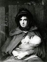 A mother breastfeeding her Baby (engraving) | Obraz na stenu