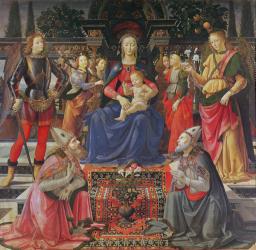 Madonna and Child with SS. Justus, Zenobius and the Archangels Michael and Raphael, c.1484 (tempera on panel) | Obraz na stenu