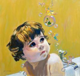 Bubble Bath (oil on board) | Obraz na stenu