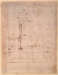 Design for the tomb of Pope Julius II (1453-1513) (brown ink on paper) (verso) | Obraz na stenu