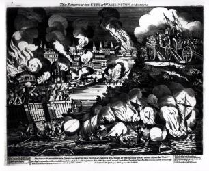 The Taking of the City of Washington in America, 24th August 1814, pub. by G. Thompson, 1814 (engraving) (b&w photo) | Obraz na stenu