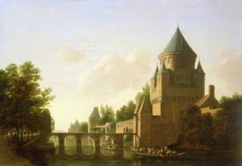 Evening View of the Kleine Houtpoort in Haarlem (panel) | Obraz na stenu