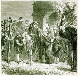 Wolsey at Leicester (engraving) (b/w photo) | Obraz na stenu