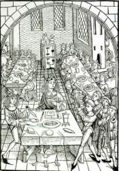 A Princely Banquet, 1491 (woodcut) (b/w photo) | Obraz na stenu
