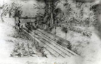 Putney Railway Station (pen & ink on paper) | Obraz na stenu