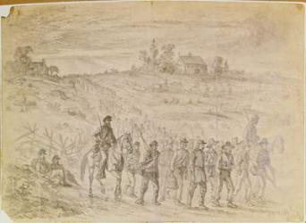 The Battle of Gettysburg: Prisoners Belonging to General Langstreet's Corps Captured by Union Troops Marching to the Rear Under Guard (pencil on paper) | Obraz na stenu