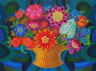 More blooms in a basket, 2013, (oil on canvas) | Obraz na stenu