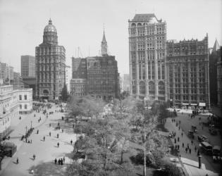 Newspaper Row, Park Row, New York City, c.1890-1910 (b/w photo) | Obraz na stenu