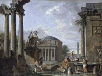 Landscape with Roman Ruins (oil on canvas) | Obraz na stenu