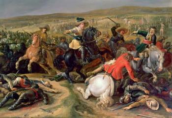 Gustavus II Adolphus, King of Sweden (1595-1632) leading a cavalry charge at the Battle of Lutzen, 1632 | Obraz na stenu