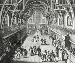 Westminster Hall, The First Day of Term, A Satirical Poem, 1797 engraved by C.Mosley (engraving) (b/w photo) | Obraz na stenu