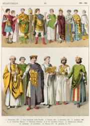 Dress at the Byzantine Court, 300-700, from 'Trachten der Voelker', 1864 (colour litho) | Obraz na stenu