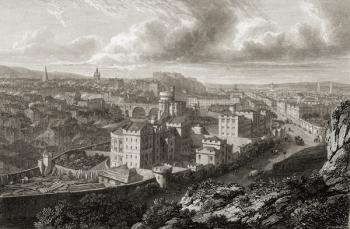 View from Calton Hill, Edinburgh, from 'Select Views of the Principal Cities of Europe, engraved by George Cooke, published in London, 1832 (engraving) | Obraz na stenu