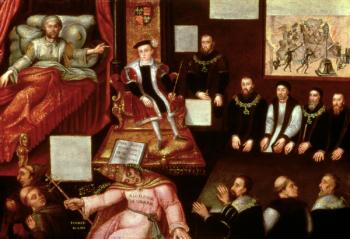 King Edward VI (1537-53) and the Pope, c.1570 (oil on panel) | Obraz na stenu