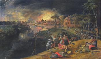 Scene of a War with a Fire, 1569 (oil on panel) | Obraz na stenu