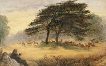 Lovers in Richmond Park (Windsor Park) (oil on panel) | Obraz na stenu